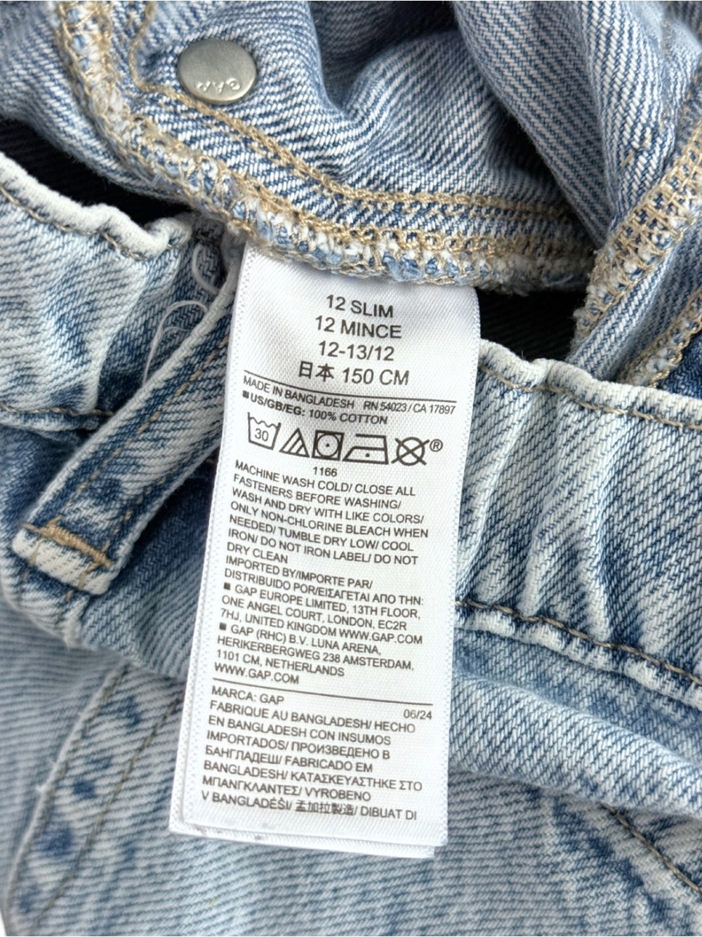 Gap Kids Girls Baggy Cargo Jeans Size 12 Slim Light Wash Wide Leg Denim - Picture 6 of 6